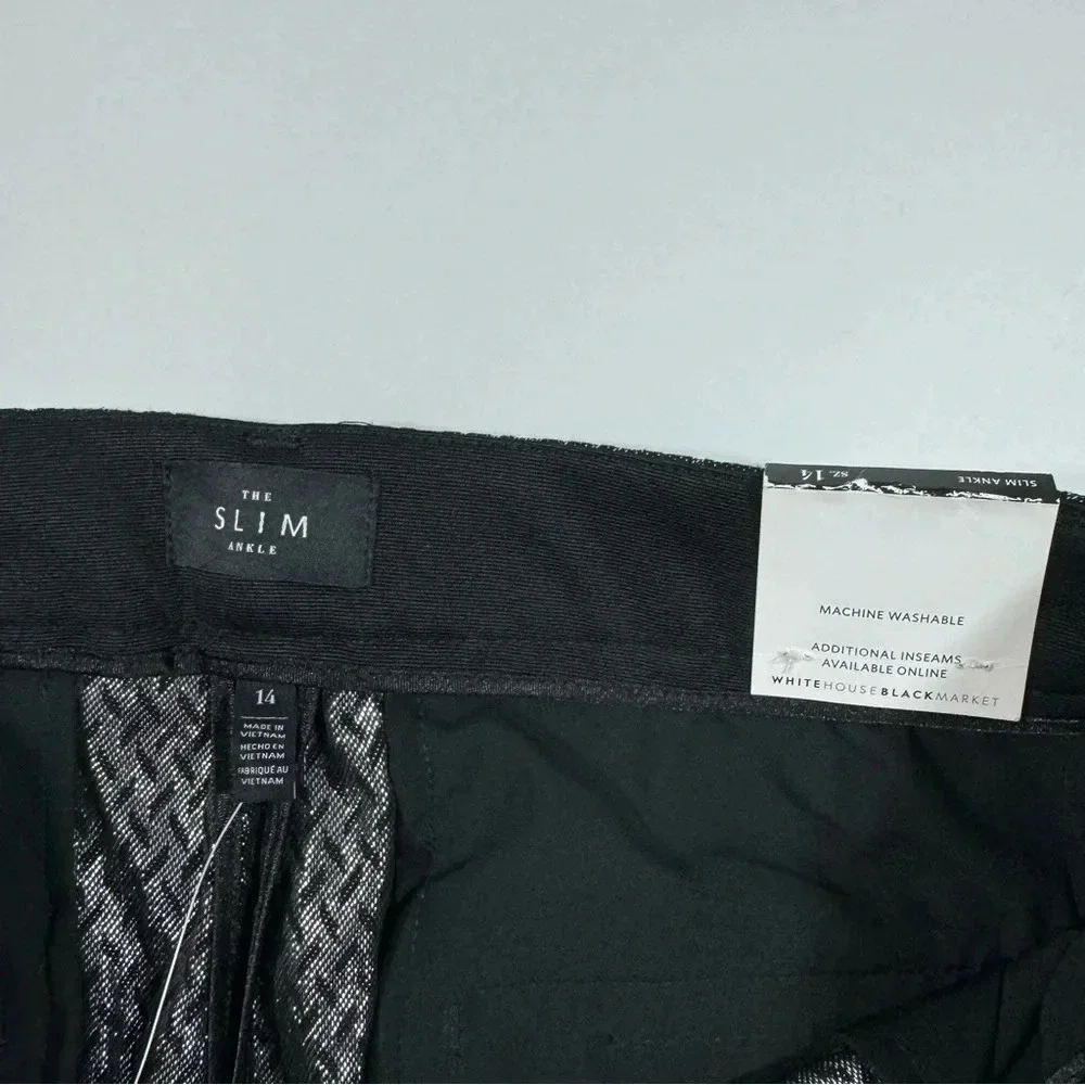 New White House Black Market The Slim Ankle Pants Metallic Black